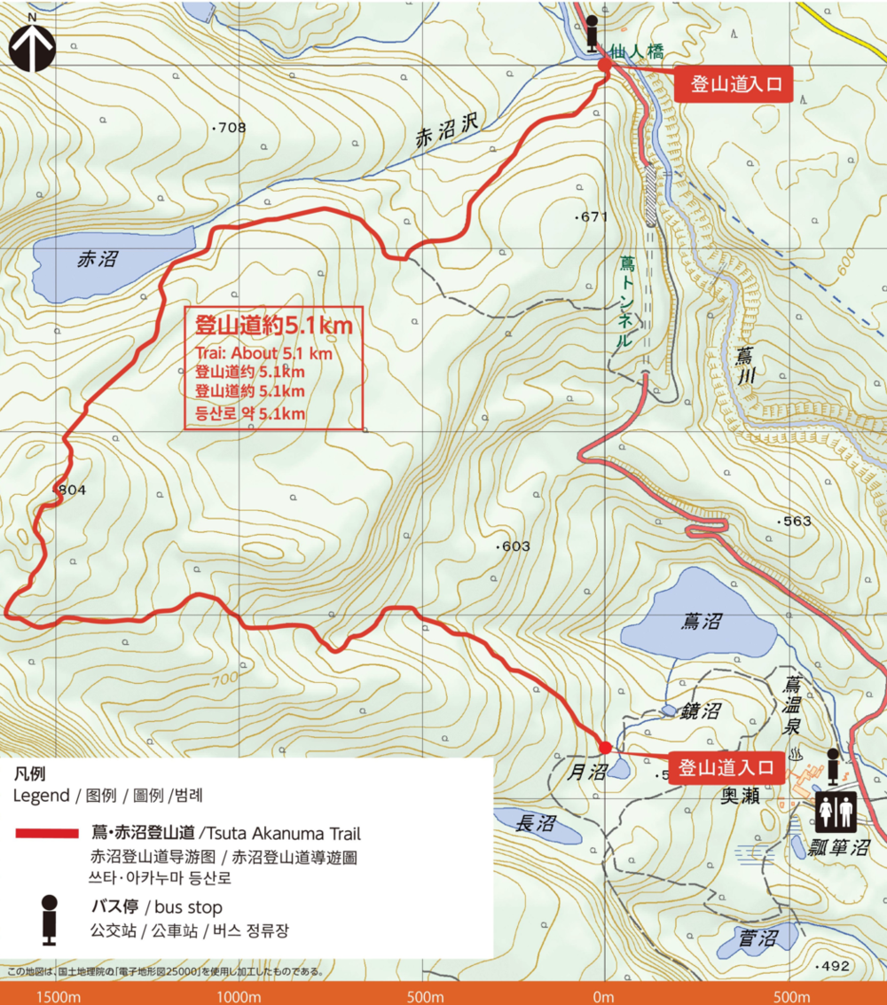 蔦・赤沼登山道地図
